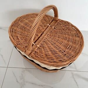 Oval Wicker Basket Handmade Willow Picnic Basket Market Basket