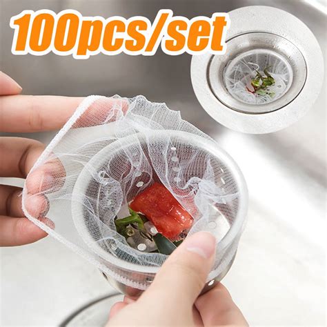 Travelwant 100pcsset Kitchen Sink Strainer Mesh Bag Sink Strainer Bag Disposable Mesh Filter