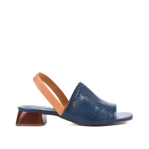 Slingback Azul Marinho Estelar Salto Baixo Couro Jorge Bischoff