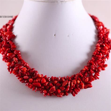 Collar De Coral Del Mar Rojo Piedra Natural Excelente Protector