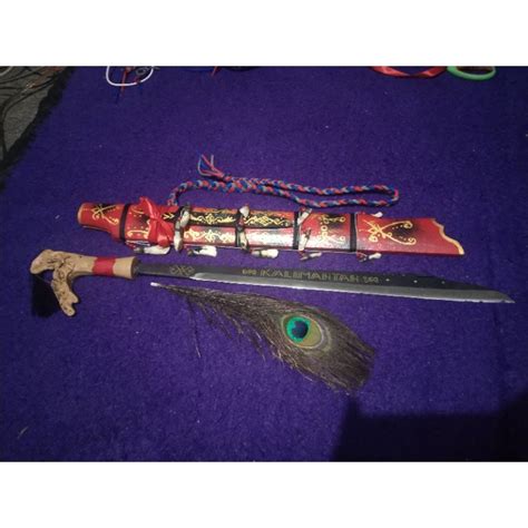 Jual Mandau Indah Motif Semi Tanduk Golok Parang Senjata Dayak Pusaka