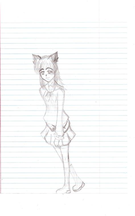 Anime Girl With Cat Ears Drawing