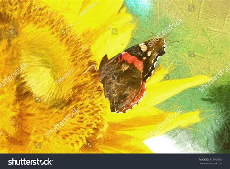 Sunflower Butterfly Background Label Sticker Wallpaper Stock Illustration 313045856 | Shutterstock