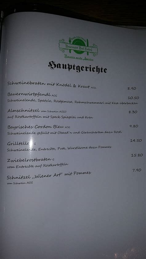 Speisekarte Von Landgasthof Bauernwirt Restaurant Bad Endorf