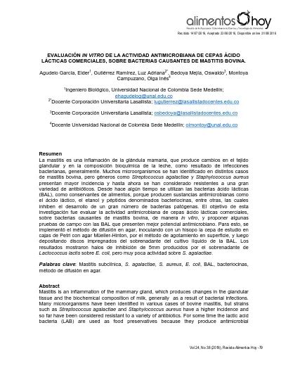 Evaluaci N In Vitro De La Actividad Antimicrobiana De Cepas Cido