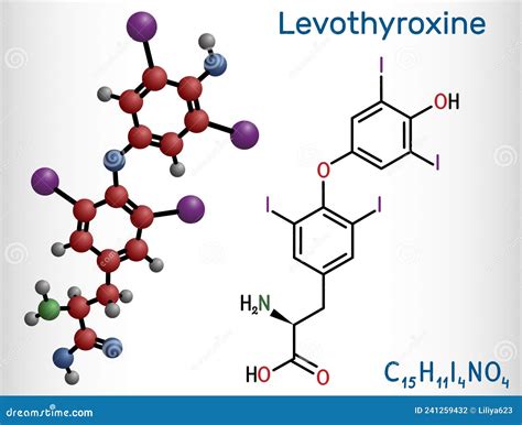 Levothyroxine Molecule Molecular Structure L Thyroxine Ball And