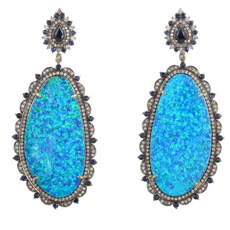 Stambolian Pink Opal Diamond Gold Drop Earrings For Sale At 1stdibs