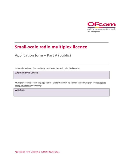 Fillable Online Ofcom Org Ukmanage Your Licenceradiosmall Scale