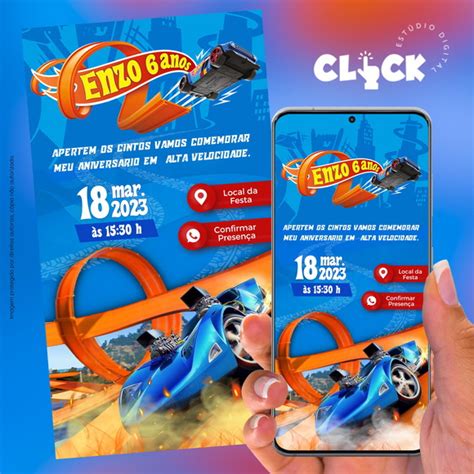 Convite Digital Interativo Hot Wheels Elo Produtos Especiais