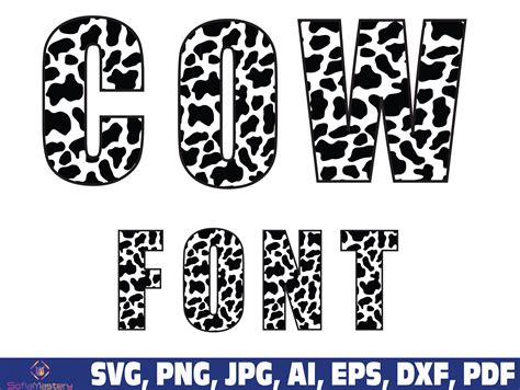 Cow Print Font Svg Cow Pattern Half Print Font Letters Alphabet Svg