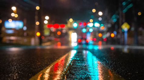 Depth Of Field City Cityscape Night Urban Reflection Rain Road