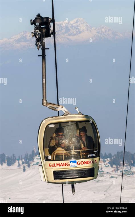 India Jammu And Kashmir Gulmarg Indian Tourists Couple In Gondola