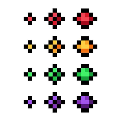 Pixel Sparkle Set Shiny Stars Pixel Art Colored Icon Set 8 Bit