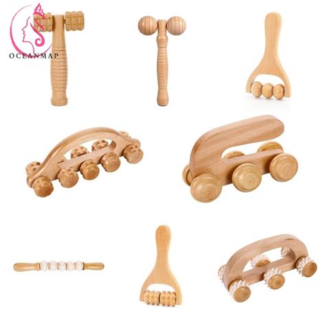 Oceanmap Wooden Massage Roller Manual Household Muscle Roller Sticks