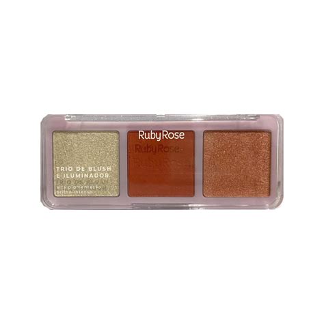 Trio De Blush E Iluminador Ruby Rose HB F583 Kit 03un MERCADO MAKE