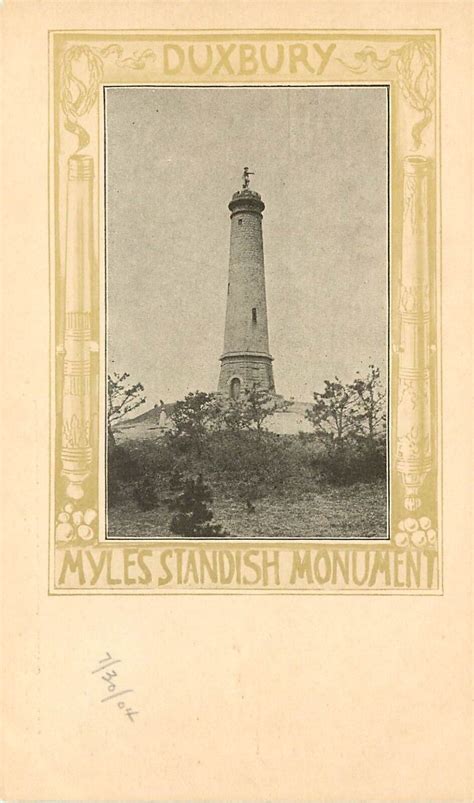 C1904 Printed Postcard Duxbury Ma Myles Standish Monument Unposted Plymouth Co Ebay