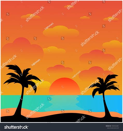 Beach Sunset With Blue And Orange Over Royalty Free Licensable