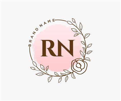 Initial RN Feminine Logo Usable For Nature Salon Spa Cosmetic And