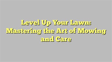 Level Up Your Lawn Mastering The Art Of Mowing And Care Promguides