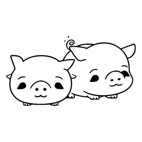 Couple De Cochons Mignon Illustration Vectorielle Dans Le Style De