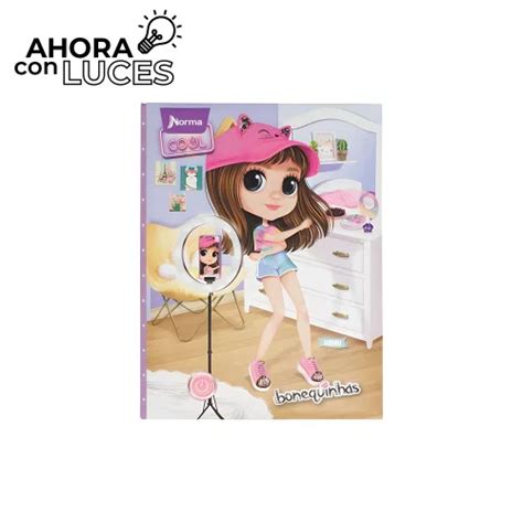 Cuaderno Cosido Tapa Dura Hojas Cuadriculado Bonequinhas Aro