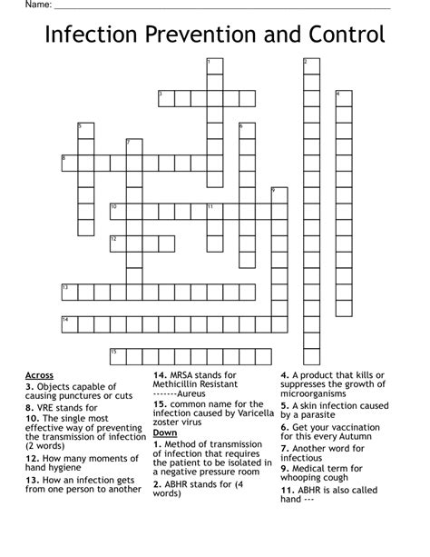 Infection Prevention And Control Crossword Wordmint