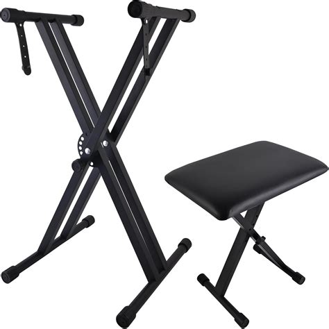 Piano Keyboard Stand And Bench Set Double X Keyboard Stand Adjustable