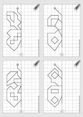 Gespiegelte Gitterbilder 11 pdf Mathe Arbeitsblätter Grundschule