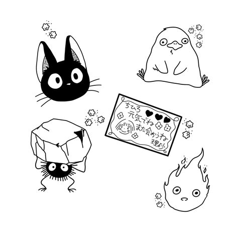 Simple Ghibli Tattoo Flash Sheet Ideas Up Tattoos Anime Tattoos