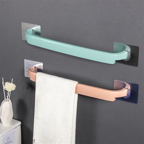 Self Adhesive Bathroom Towel Bar Brushed Stainless Steel Bath Wall ...