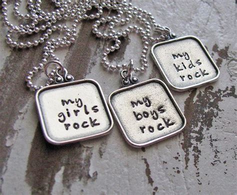 My Kids Rock Sterling Necklace Boys Rock Or Girls Rock Etsy