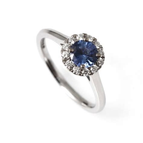 Carmoséring Vitguld Ceylon Safir Diamanter