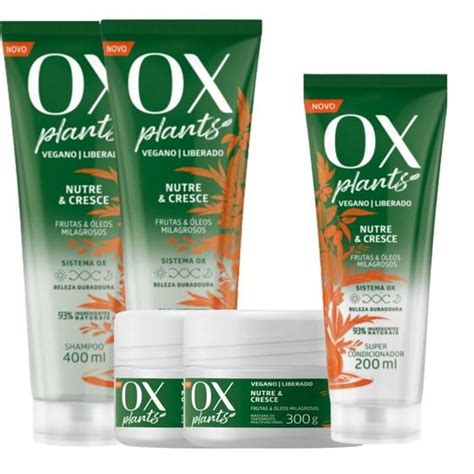 Kit Ox Plants Nutre E Cresce Shampoo Cond M Scara Kit De