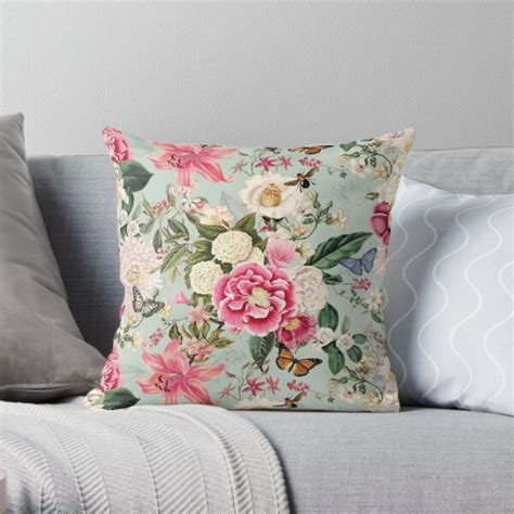 "Cottagecore English Rose Cottage Garden Flowers Floral Mint Green Pink ...