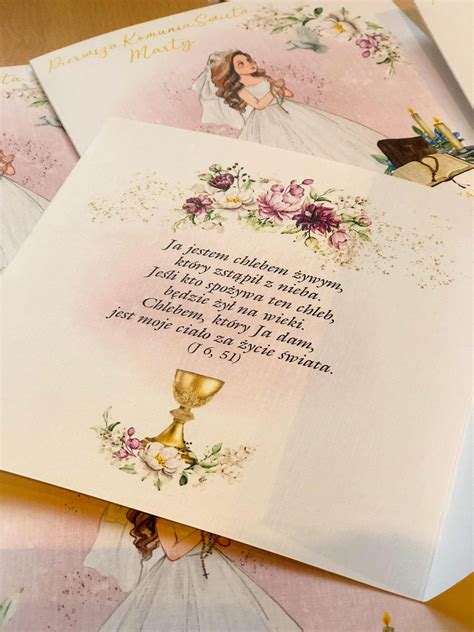 Zaproszenie Na Komunię Świętą First Communion Invitation Card 15cm