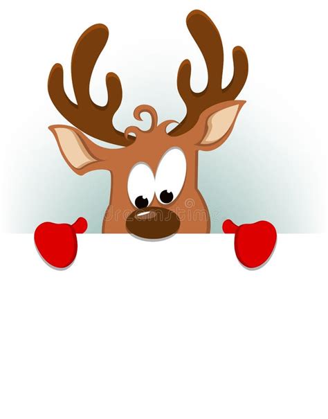 Merry Christmas Greeting Card with Funny Reindeer Hiding Behind Stock ...