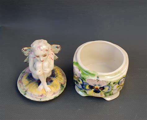 Flower Fairy Figurine Porcelain Jewelry Box Nude Girl Figuri Inspire Uplift