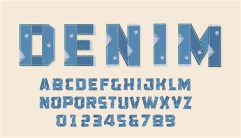 Premium Vector Blue Denim Font