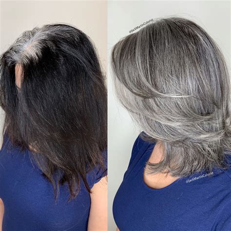 Embrace Your Gray By Creating Natural Gray Pattern Into Your Boxed Back Colored Hair To Blend It