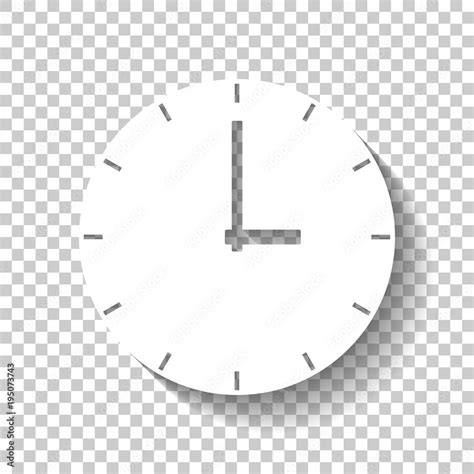 Simple Clock Icon White Icon With Shadow On Transparent Background