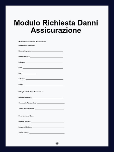 Modulo Richiesta Danni Assicurazione