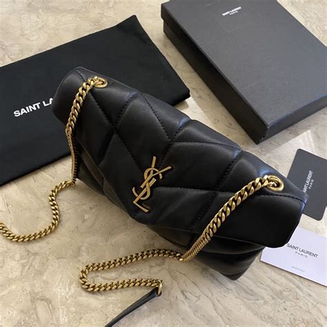 Ysl Loulou Puffer Mini Bag Black Golden In 2024 Lv Belt Mini Bag