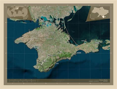 Crimea Ukraine High Res Satellite Labelled Points Of Cities Stock