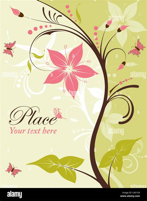 Flower Frame With Butterfly Element For Design Vector Illustration