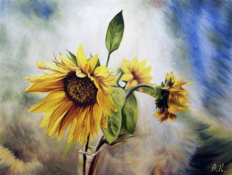 Oil painting Sunflower Painting by Anastasia Korikova - Fine Art America