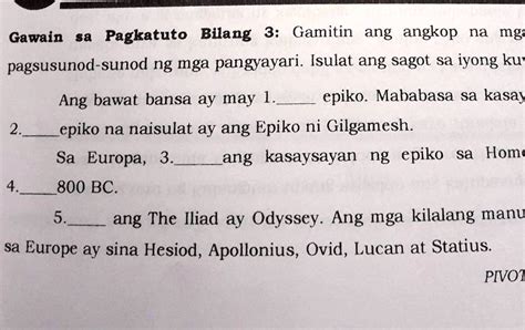 Gawain 3 Gamitin Ang Angkop Na Mga Hudyat Sa Pagkasunod Sunod Ng Mga