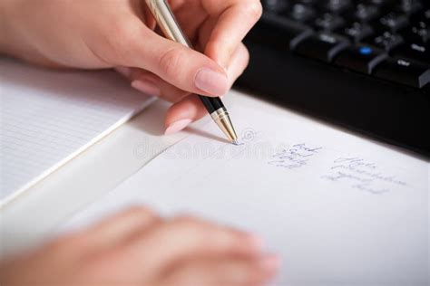 Business Woman Hand Writing On Paper Stock Photo Image Of Human