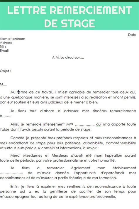 Exemple Lettre De Remerciement Stage Word Save