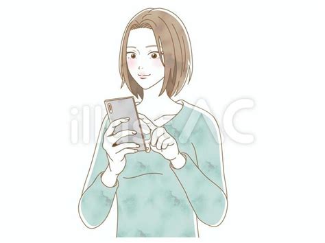 スマホを触る女性イラスト No 22414030／無料イラストなら「イラストac」