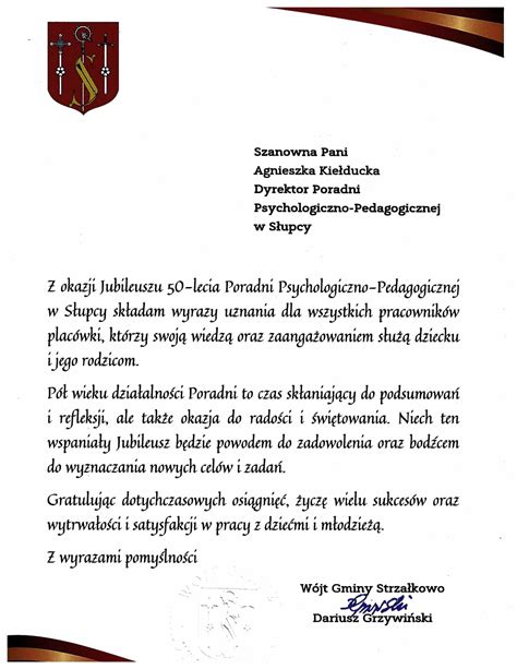 List Gratulacyjny Poradnia Psychologiczno Pedagogiczna W S Upcy